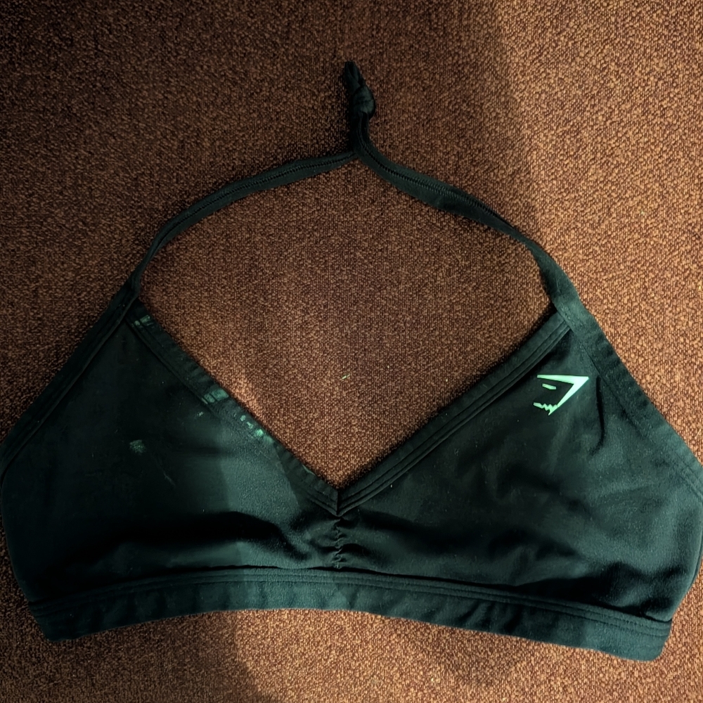 Gymshark Black Bra with Mint Logo